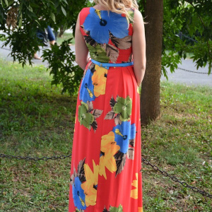 Rochie moderna, model lung de vara, corai cu design de flori - Img 5