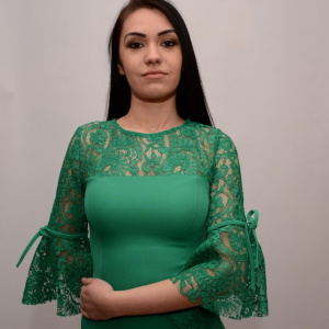 Rochie mulata pentru ocazie, cu insertii de dantela, nuanta verde - Img 7