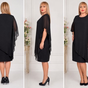 Rochie neagra Sigrid cu aplicatii de strasuri pe voal - Img 3
