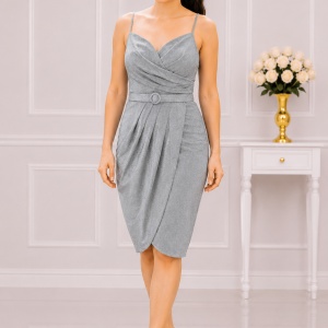 Rochie rafinata Benthe cu sclipici ,nuanta de argintiu