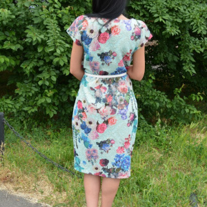 Rochie rafinata cu maneca scurta si imprimeu floral multicolor - Img 6