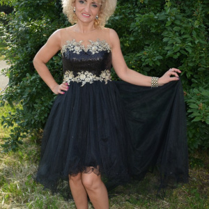 Rochie rafinata de seara cu croiala asimetrica, culoare neagra - Img 2