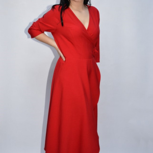 Rochie rafinata Eda,croi clos si decolteu in V,rosu - Img 4