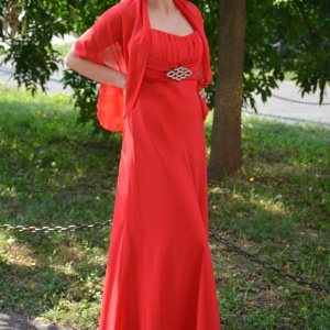Rochie rafinata lunga, model simplu si de efect, pe culoare rosie - Img 2
