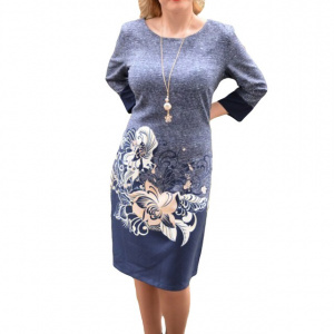 Rochie rafinata model casual, de culoare albastra, masura mare - Img 1