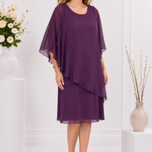 Rochie Rut cu aplicatii de strasuri,nauant de mov