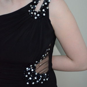 Rochie scurta de seara, culoare neagra, cu design de margele - Img 4
