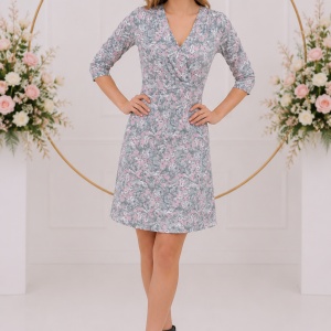 Rochie sexi, imprimeu floral deosebit, model scurt, nuante de gri