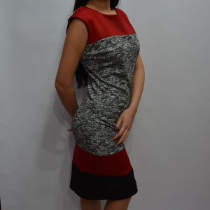 Rochie tinereasca cu design de dungi multicolore si croi cambrat - Img 5