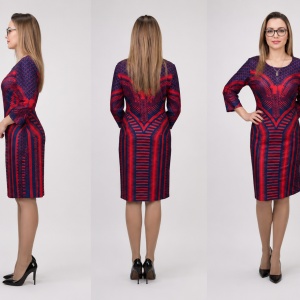 Rochie tinereasca, de culoare bleumarin-rosu, design chic - Img 2
