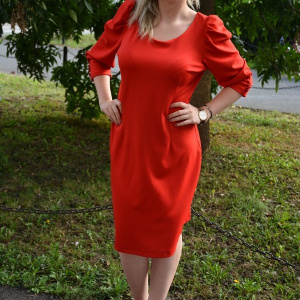 Rochie tinereasca, de culoare rosie, moderna - Img 6