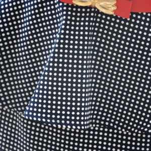 Rochie tip costum masura mare cu imprimeu pepit bleumarin-alb - Img 5