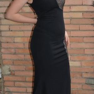 Rochie trendy de seara, model lung crapat pe picior, nuanta neagra - Img 5