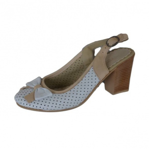 Sanda casual-elegant, de culoare alba, model cu varf inchis - Img 1