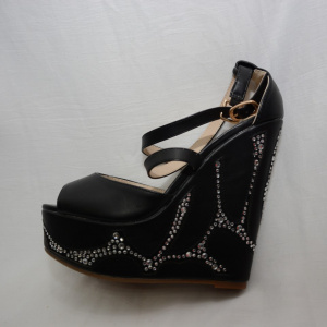 Sanda cu toc inalt, cu o platforma de 14 cm, de culoare negre - Img 7
