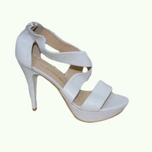 Sanda elegant-casual, nuanta alba, cu barete, fermoar in spate - Img 2