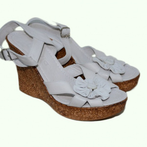 Sanda pentru femei, culoare alba, design din curele, de vara - Img 3