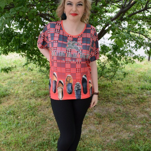 Tricou deosebit de vara, de culoare corai, maneca scurta - Img 3