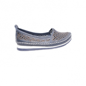 Balerin bleumarin din piele moale cu design de perforatii fine