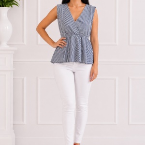 Bluza casual, cu dungi fine negru-alb