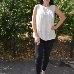 Bluza de matase, de culoare galben pal, cu model de fronseuri - Img 5