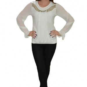Bluza deosebita de culoare alba cu detalii aurii in partea de sus - Img 1