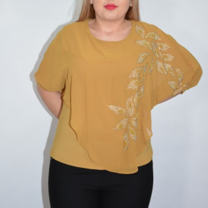 Bluza eleganta cu aplicatii deosebite Dakota,nuanta de mustar - Img 4