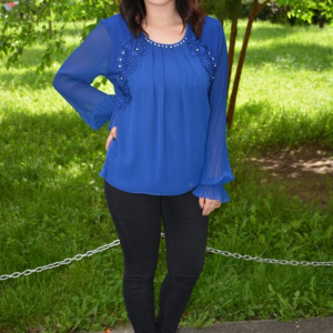 Bluza rafinata Khloe cu maneca lunga,nuanta de bleumarin - Img 3