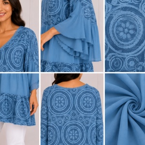 Bluza rafinata Larisa cu insertii de dantela ,nuanta de albastru deschis - Img 2