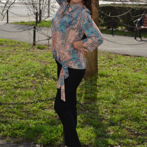 Bluza supradimensionata cu maneca trei-sferturi, multicolora - Img 3