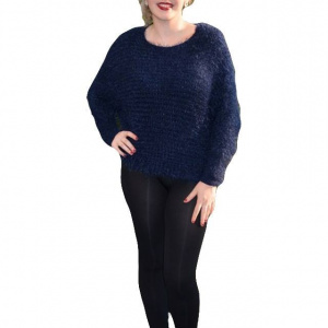 Bluza tinereasca din material gros, calduros, de culoare bleumarin - Img 1