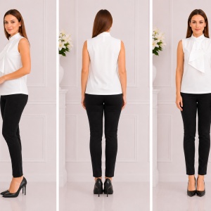 Bluza tinereasca, eleganta, culoare alba, model fara maneci - Img 3