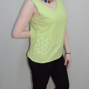 Bluza verde deschis, din material elastic cu model imprimat - Img 3
