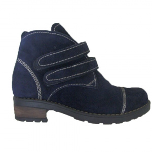 Bocanci din piele intoarsa, de culoare bleumarin, cu doua barete - Img 1