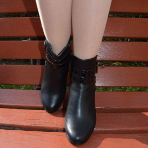 Botina casual de culoare neagra din piele ecologica captusita - Img 4