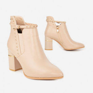 Botine Nevada cu design rock si bereta ,nuanta de bej - Img 2