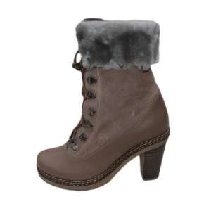 Botine trendy, imblanite, culoare maro - Img 1
