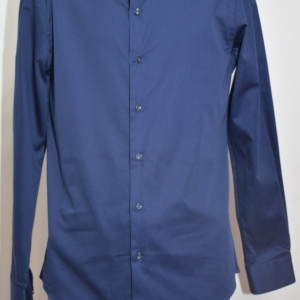 Camasa bleumarin cu design simplist si croi slim, maneca lunga - Img 4