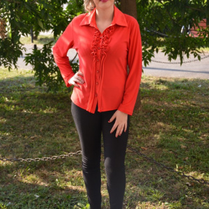 Camasa casual cu maneca lunga, rosie, cu guler din saten - Img 2