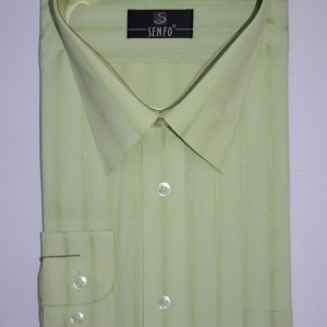 Camasa de culoare verde deschis, cu rever ascutit, design in dungi - Img 2