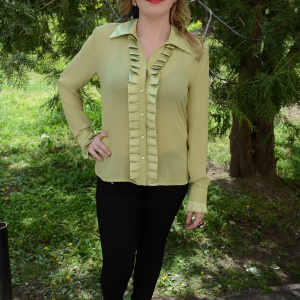 Camasa fashion verde deschis, material subtire transparent - Img 3
