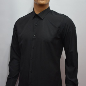 Camasa neagra cu maneca lunga, model slim, design de buline - Img 3