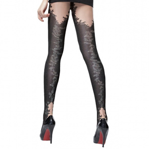 Ciorap de dama cu model, densitate 60 DEN, culoare neagra - Img 1