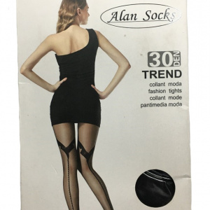 Ciorap fin cu densitate de 30 DEN, culoare neagra cu model - Img 1