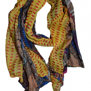 Esarfa tinereasca cu design multicolor, confectionata din vascoza - Img 1