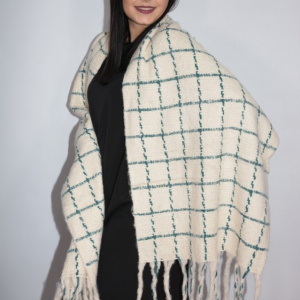 Fular dama Dalma ,model cu patratele,bej - Img 3