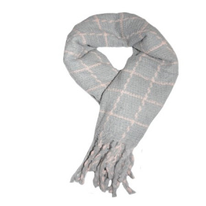 Fular dama Dalma ,model cu patratele,gri - Img 1