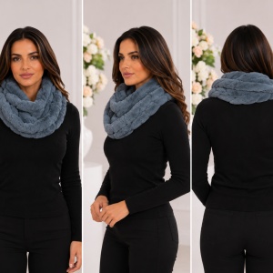 Fular Lenna din blanita ,model circular,gri inchis - Img 2