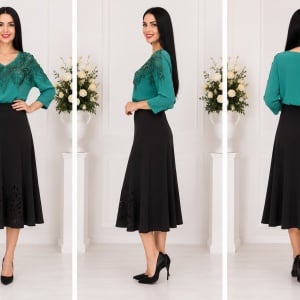 Fusta cu decupaje si insertii de pietre de culoarea neagra - Img 4