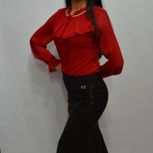 Fusta eleganta, lunga, de culoare neagra, cu insertii de dantela - Img 6